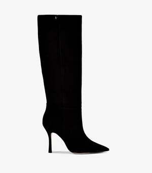 Larroudé Closed Pointed Toe Comfort Kate Boot In Black Suede Leather Size 8 NWOB